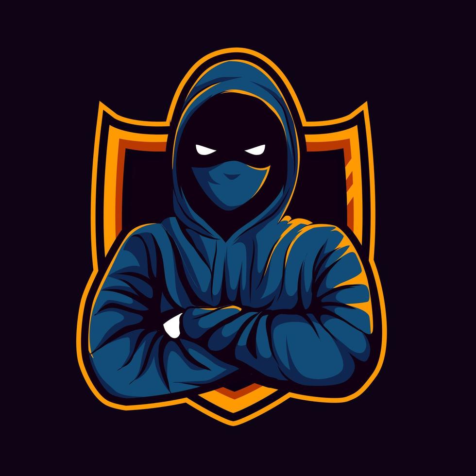 Hacker-Maskottchen-Illustration für Sport- und Esport-Logo vektor