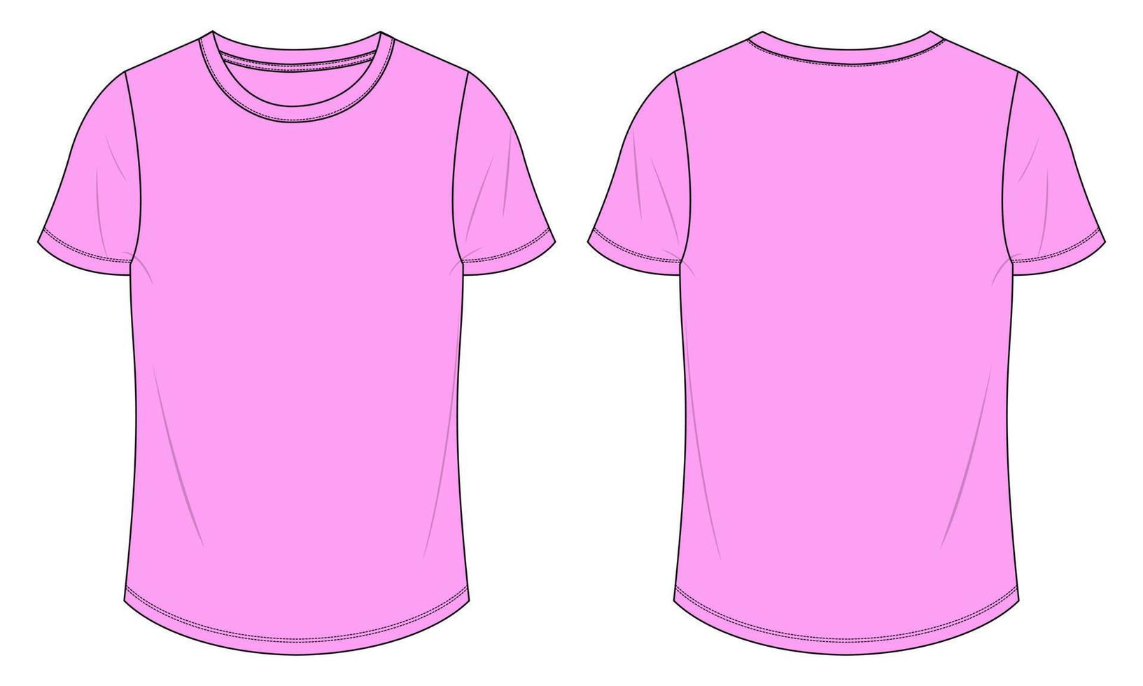 kortärmad t-shirt tekniskt mode platt skiss vektorillustration lila färg mall för damer. vektor