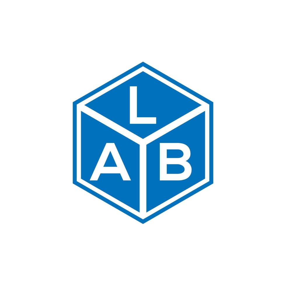 Laborbuchstabe-Logo-Design auf schwarzem Hintergrund. Labor kreative Initialen schreiben Logo-Konzept. Briefgestaltung im Labor. vektor