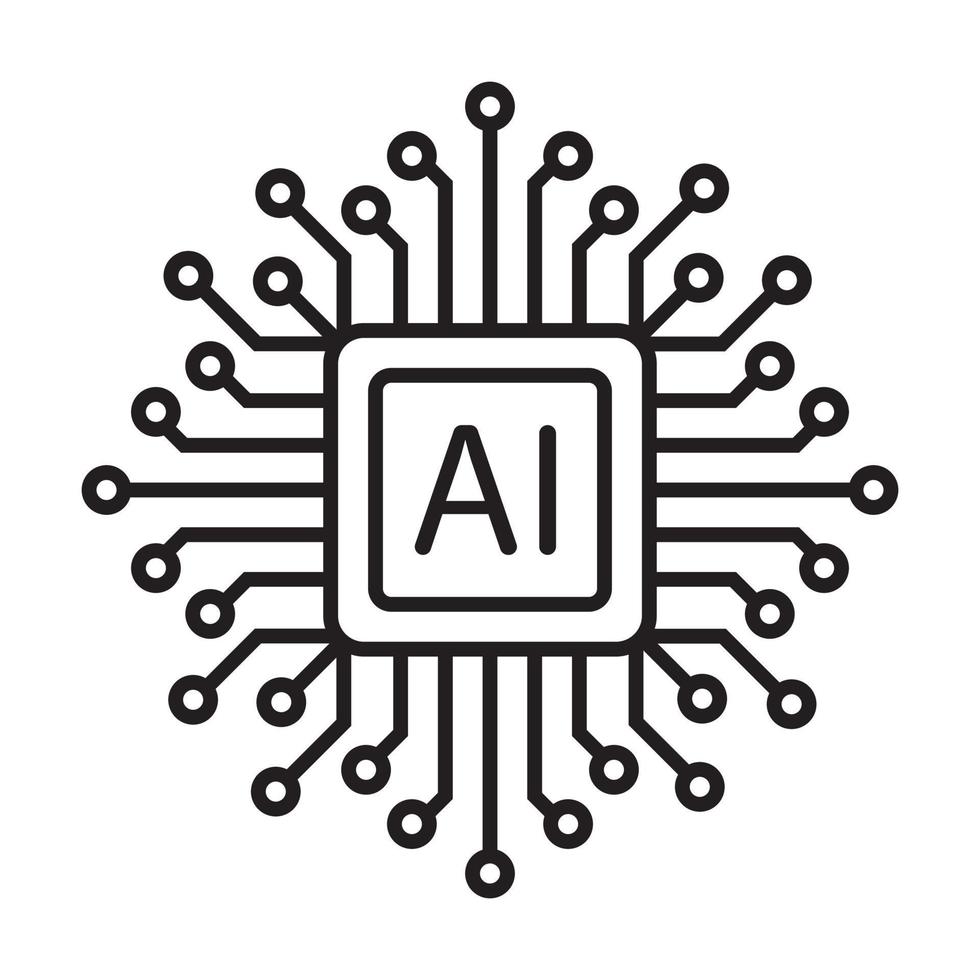 AI-Prozessor-Chip-Vektorsymbol für künstliche Intelligenz für Grafikdesign, Logo, Website, soziale Medien, mobile App, ui-Illustration vektor