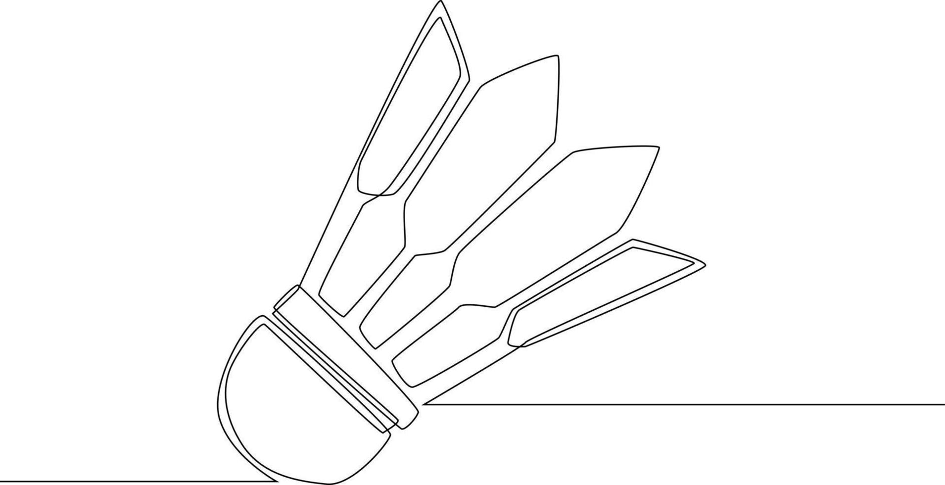 einzelne durchgehende Linie, die einen Badminton-Federball zeichnet. Sportausrüstung. Sportübungskonzept. trendige einzeilige designvektorillustration für badmintonturnier. vektor