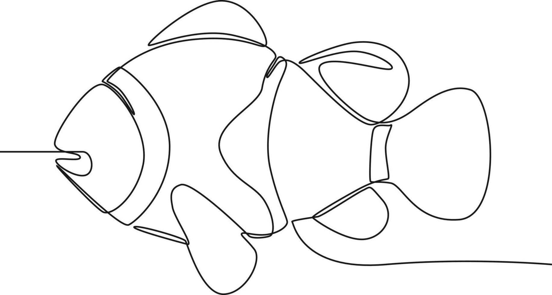 kontinuierliche einzeilige zeichnung von clownfischen auf weiß. Internationaler Ozeantag. einzeiliges zeichnen design vektorgrafik illustration. vektor