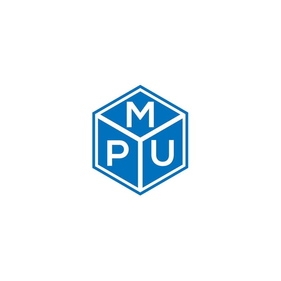mpu-Brief-Logo-Design auf schwarzem Hintergrund. mpu kreative Initialen schreiben Logo-Konzept. mpu-Briefgestaltung. vektor