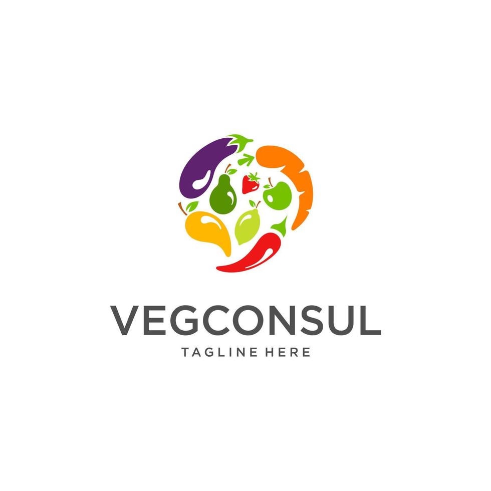 Design-Vorlage für das Herz-Logo von Gemüse und Obst vektor