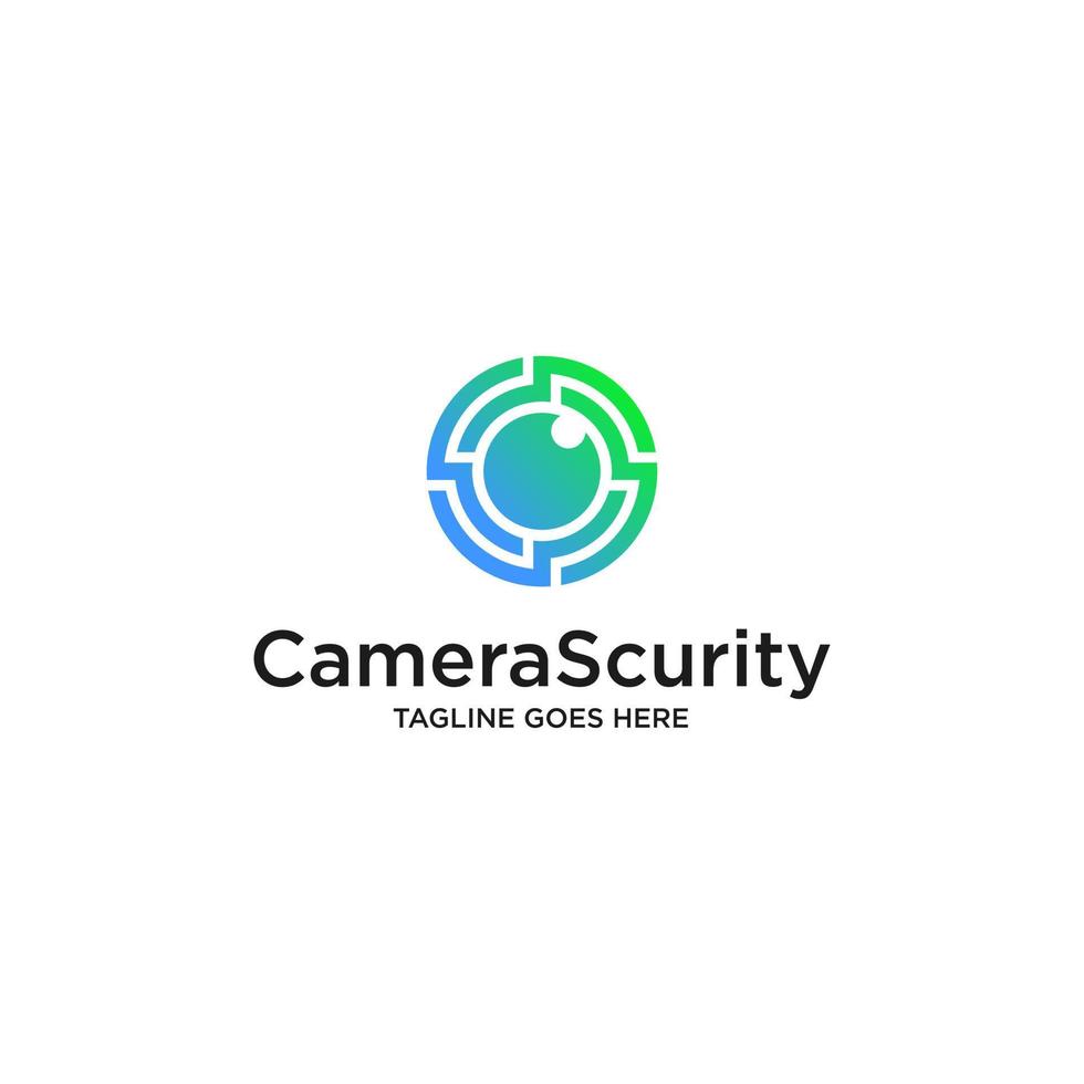Sicherheitslogo mit Kamera isoliert auf weißem Hintergrund. verwendbar für Geschäfts- und Markenlogos. flaches Vektor-Logo-Design-Vorlagenelement vektor