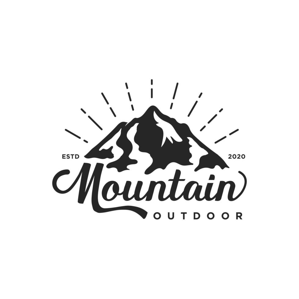 Vintage-Berg-Logo für Outdoor-Abenteuer-Design-Vorlage vektor