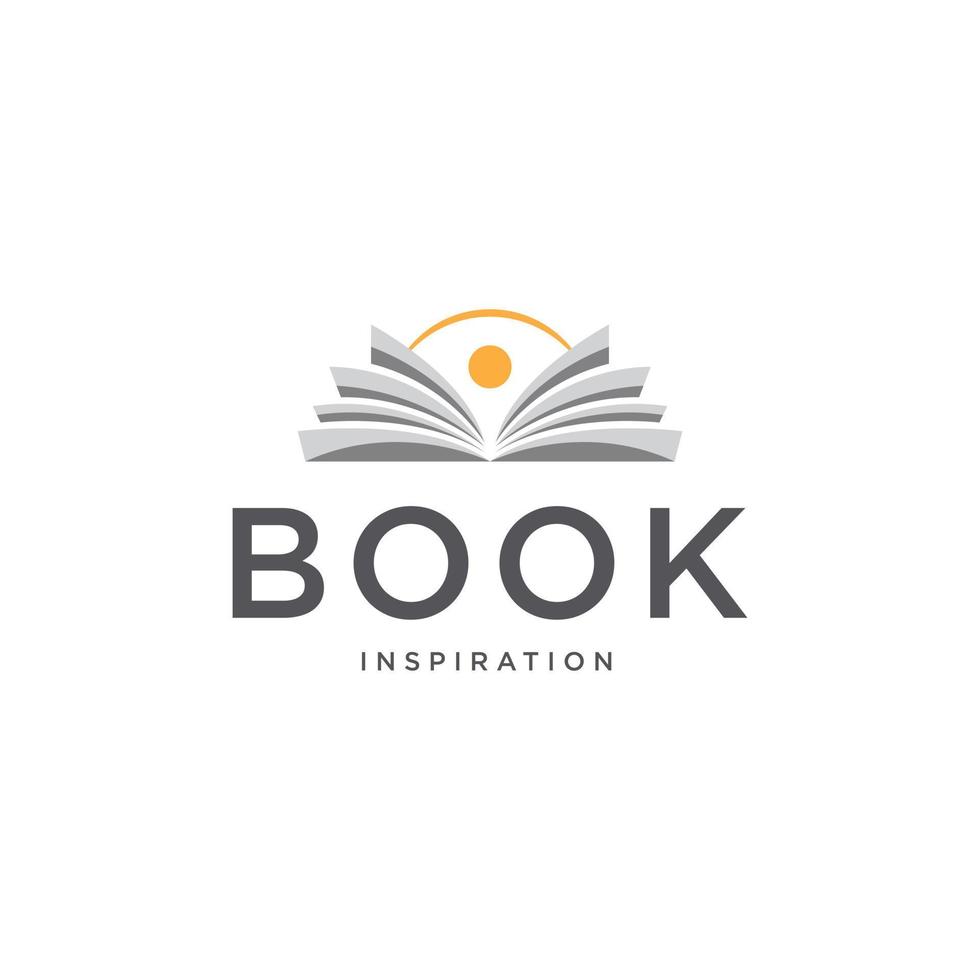 bok logotyp utbildning med solen ikon vektor formgivningsmall
