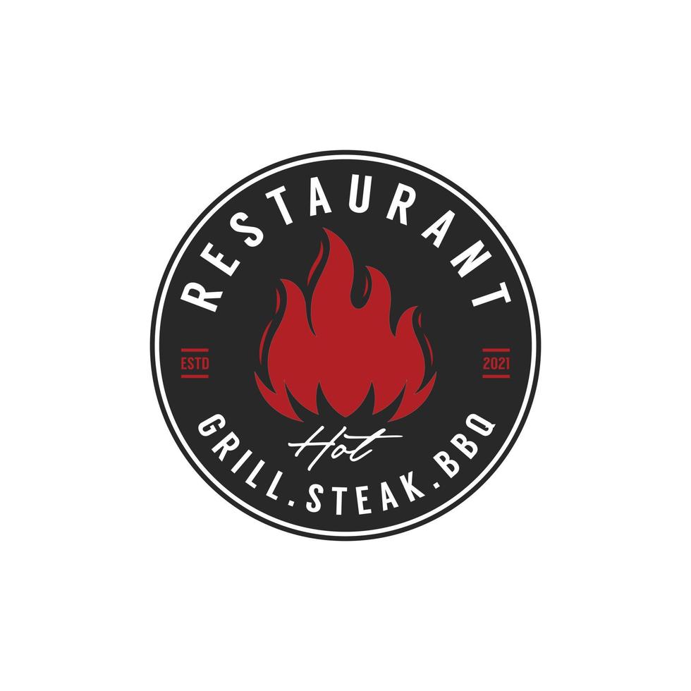 vintage retro bbq grill grilletikett stempel logo design vektor für restaurant