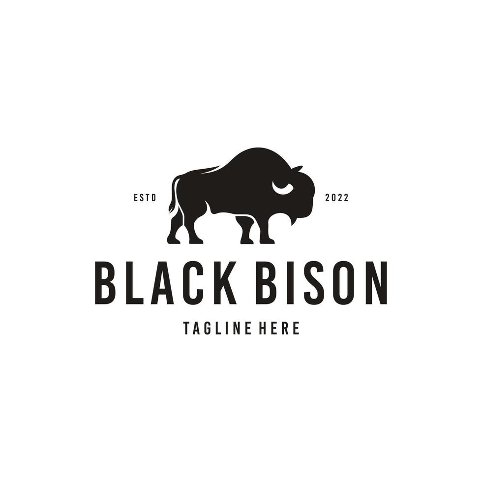 vintage bison bull buffalo angus siluett logotypdesign vektor