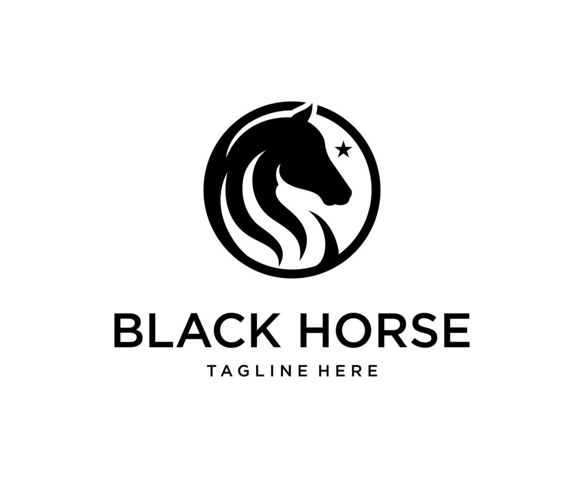 svart häst huvud siluett logotyp design vektor mall