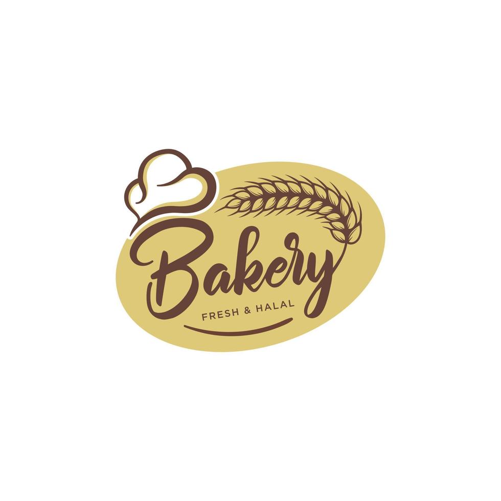vintage retro klassiska bageri bakeri butik etikett klistermärke logotyp designmall vektor