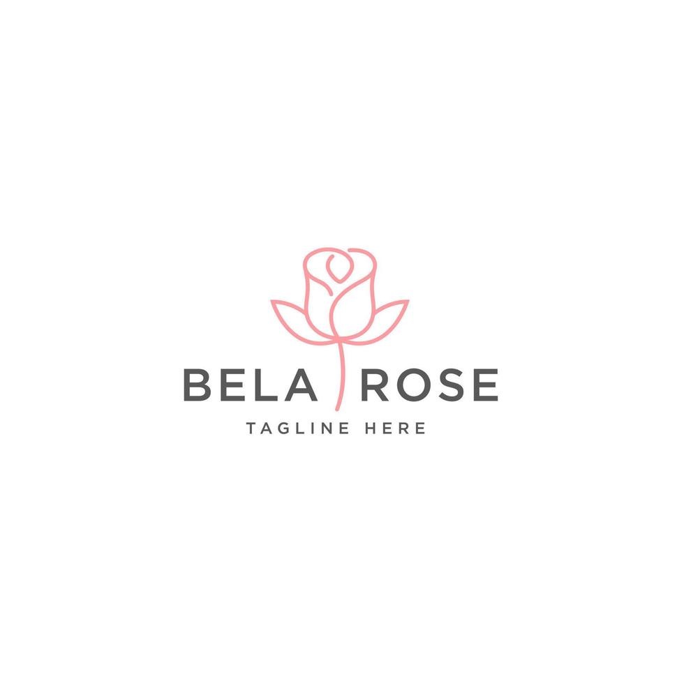 rosa rosenblumenlogo mit einer linie, monoliniendesign vektor