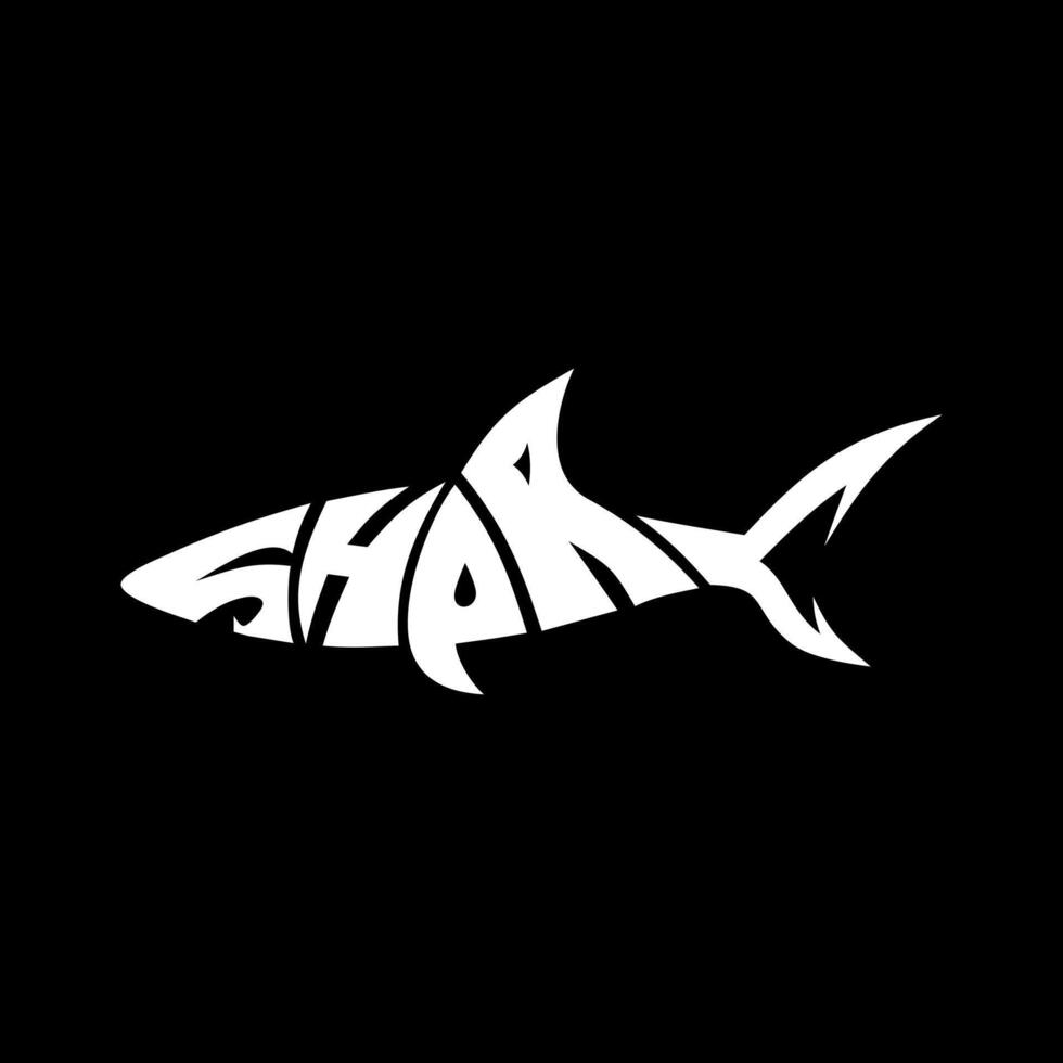 Hai. eine Illustration eines Logos, das die Schriftformen kombiniert, die einen Hai bilden vektor