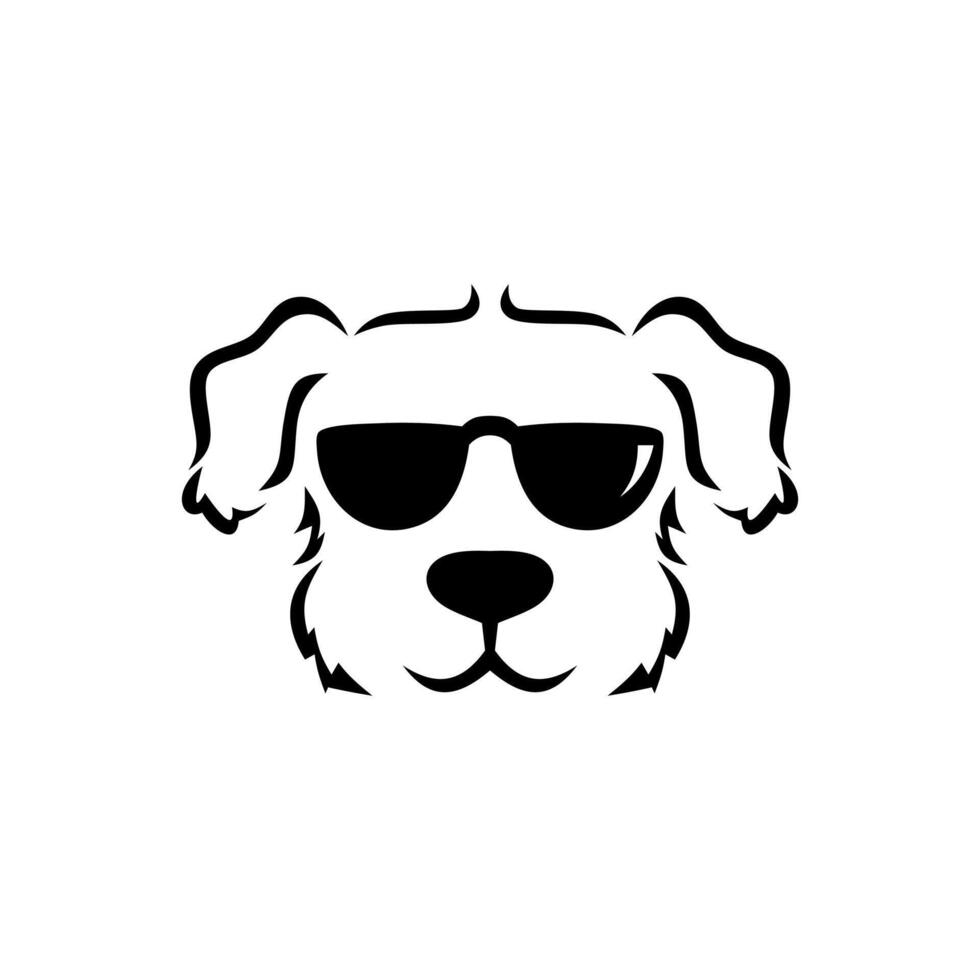 modern hund. en kombinerad logotypillustration av en hund som bär glasögon vektor