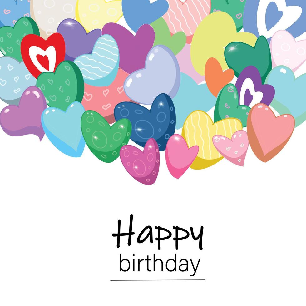 grattis på födelsedagen bokstäver. gratulationscitat för banderoll eller vykort med hjärtan. vektor illustration