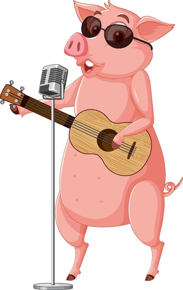 ein Schwein, das auf zwei Beinen steht und singt vektor