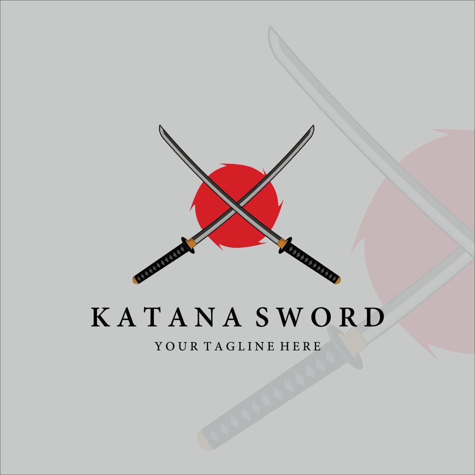 katana svärd logotyp vintage vektor illustration design. modern japansk svärd av katana logotyp koncept mall emblem illustration vektor design