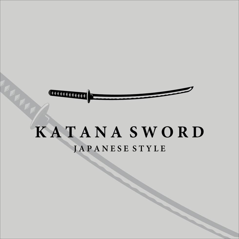 katana svärd logotyp vintage vektor illustration design. enkla moderna japanska svärd av katana logotyp koncept mall emblem illustration vektordesign