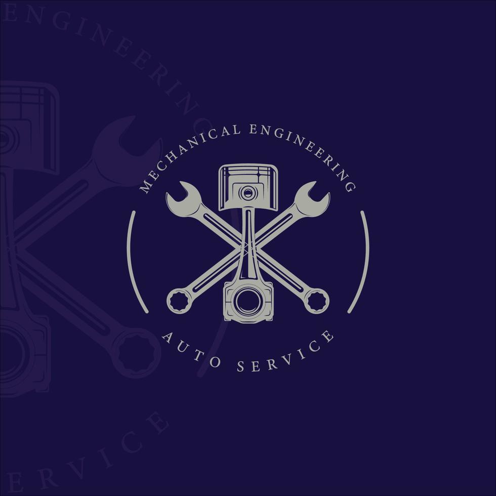 mechaniker oder kolben logo vintage vektor illustration vorlage symbol design. Engineering-Service-Logo für Firmen- oder Garagengeschäftskonzept-Emblem und Etikettensymbol