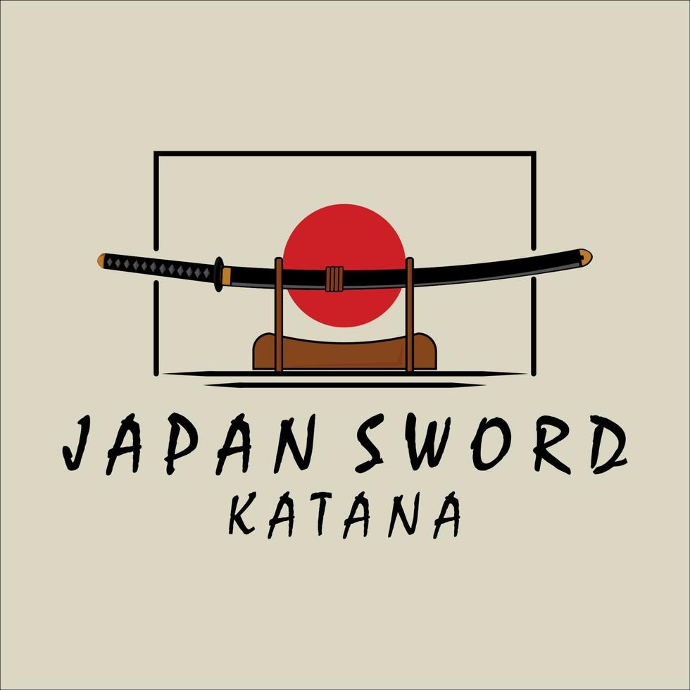 Katana Schwert Logo Vintage Vector Illustration Design. modernes japanisches schwert von katana logo konzept vorlage emblem illustration vektor design