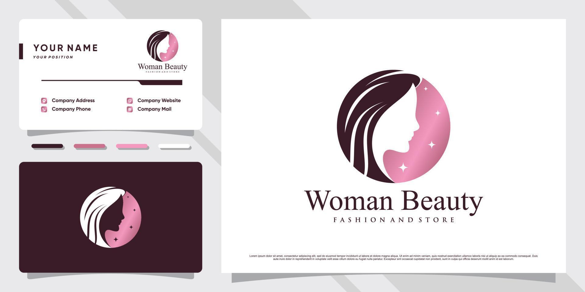 skönhet kvinnor möter logotyp inspiration med kreativa koncept och visitkort design premium vektor