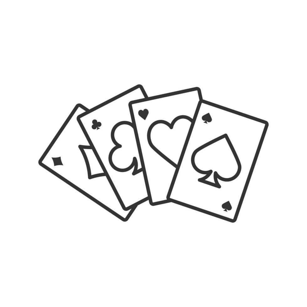 lineares Symbol mit vier Assen. Kartenspielen. Poker. gut. dünne Liniendarstellung. Kontursymbol. Vektor isoliert Umrisszeichnung