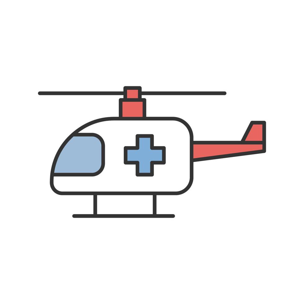 Farbsymbol für medizinischen Hubschrauber. Krankenwagen. isolierte Vektorillustration vektor