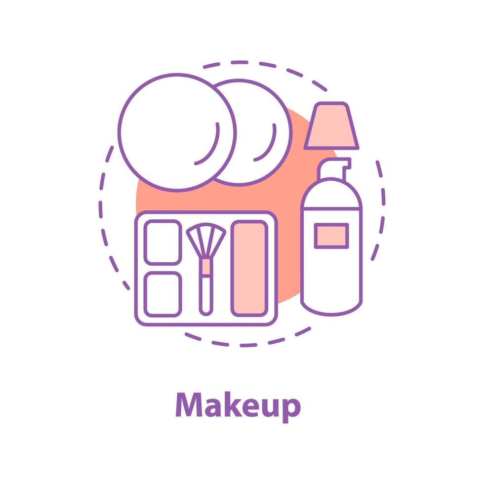 Make-up-Konzept-Symbol. kosmetikidee dünne linie illustration. Schönheitssalon. Rouge, Foundation und Wattepads. Vektor isoliert Umrisszeichnung