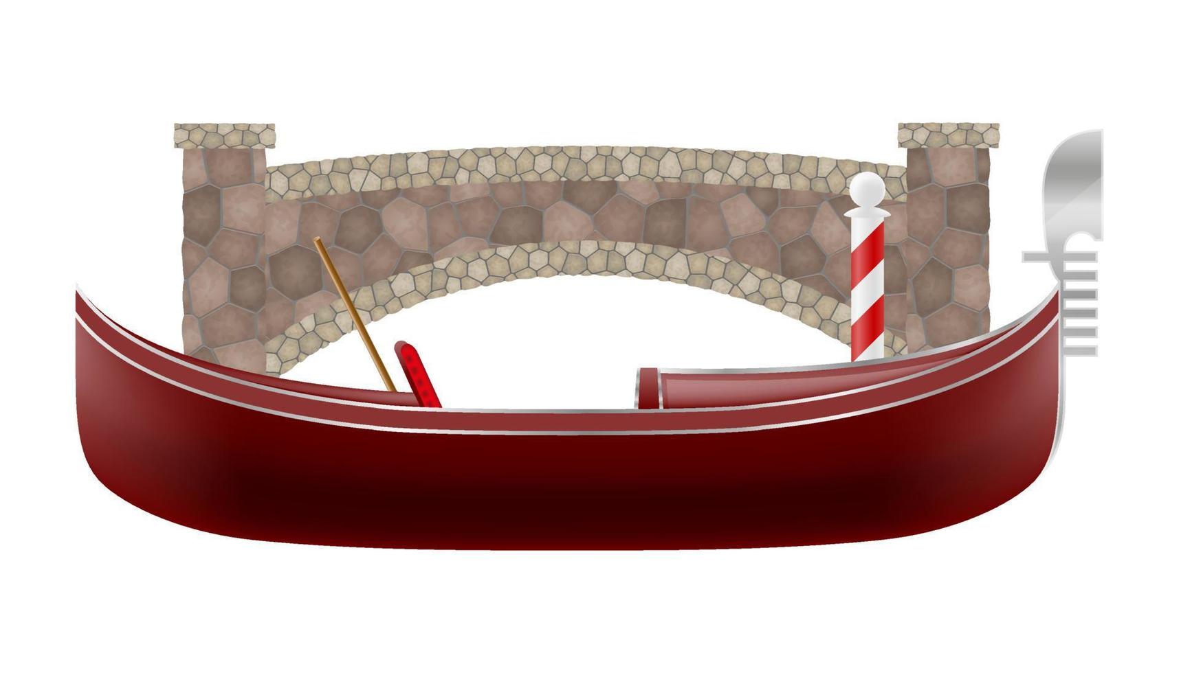Gondel traditionelles italienisches Boot in Venedig-Vektor-Illustration isoliert auf weißem Hintergrund vektor