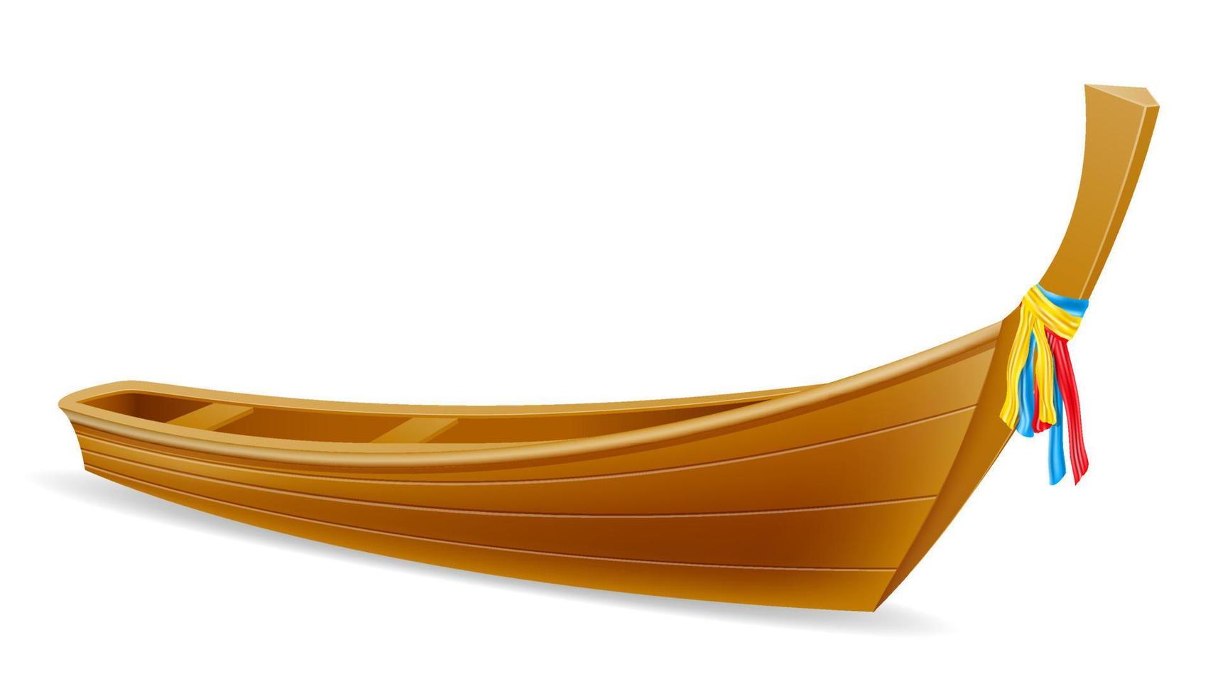 traditionell thailändsk träbåt vektorillustration isolerad på vit bakgrund vektor