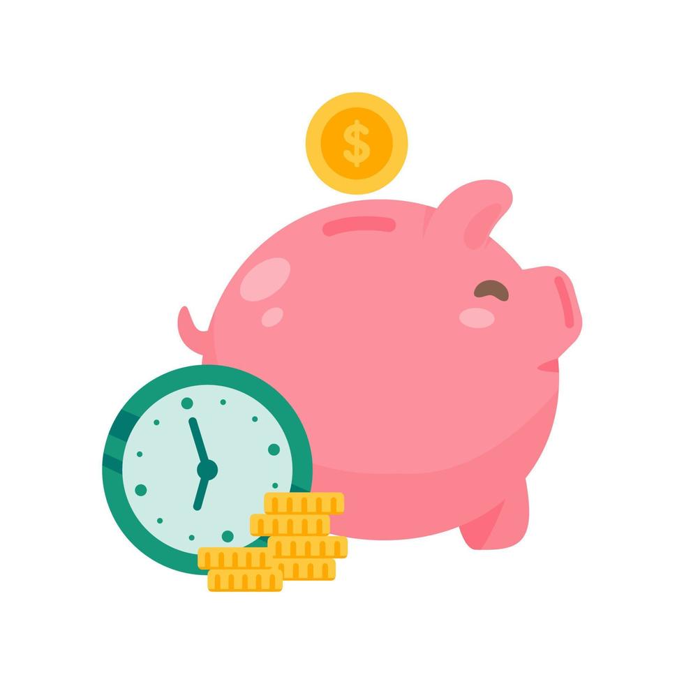 Ideen für Sparschweine und Dollarmünzen, um Geld für die Zukunft zu sparen vektor