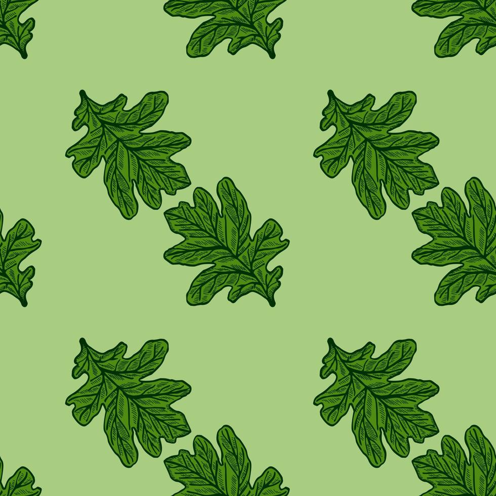 Blätter Eiche graviert nahtloses Muster. Retro-Hintergrund botanisch mit Waldlaub im handgezeichneten Stil. vektor