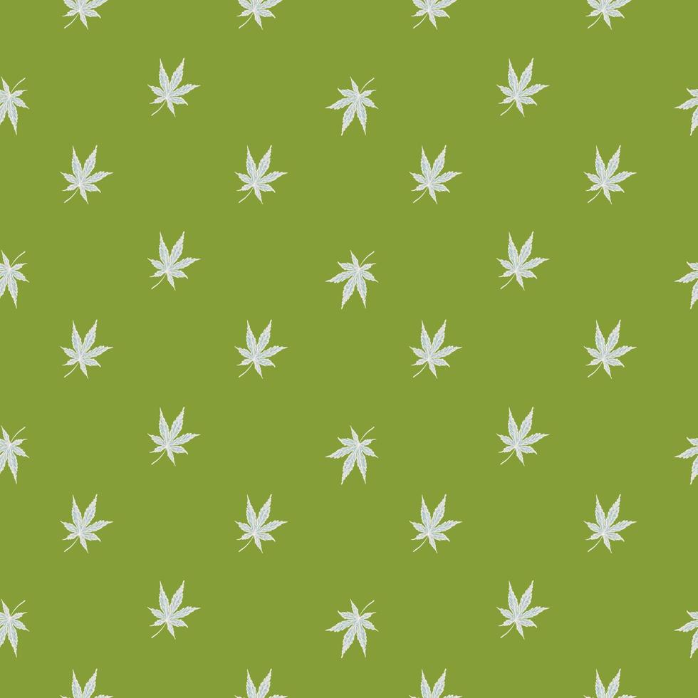 lämnar cannabis graverade sömlösa mönster. retro bakgrund botanisk med blad marijuana i handritad stil. vektor