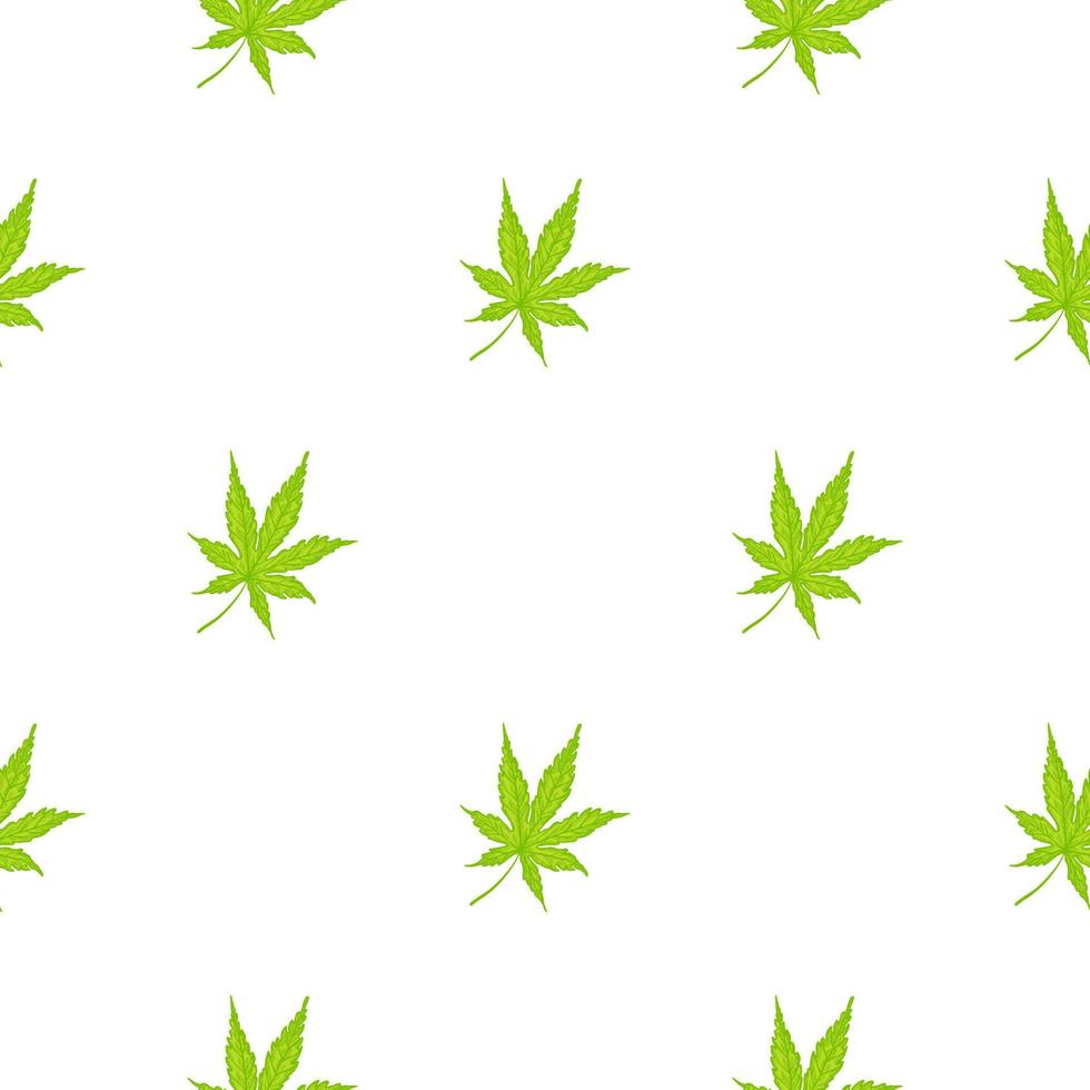 hinterlässt Cannabis eingraviertes nahtloses Muster. retro hintergrund botanisch mit blatt marihuana im handgezeichneten stil. vektor