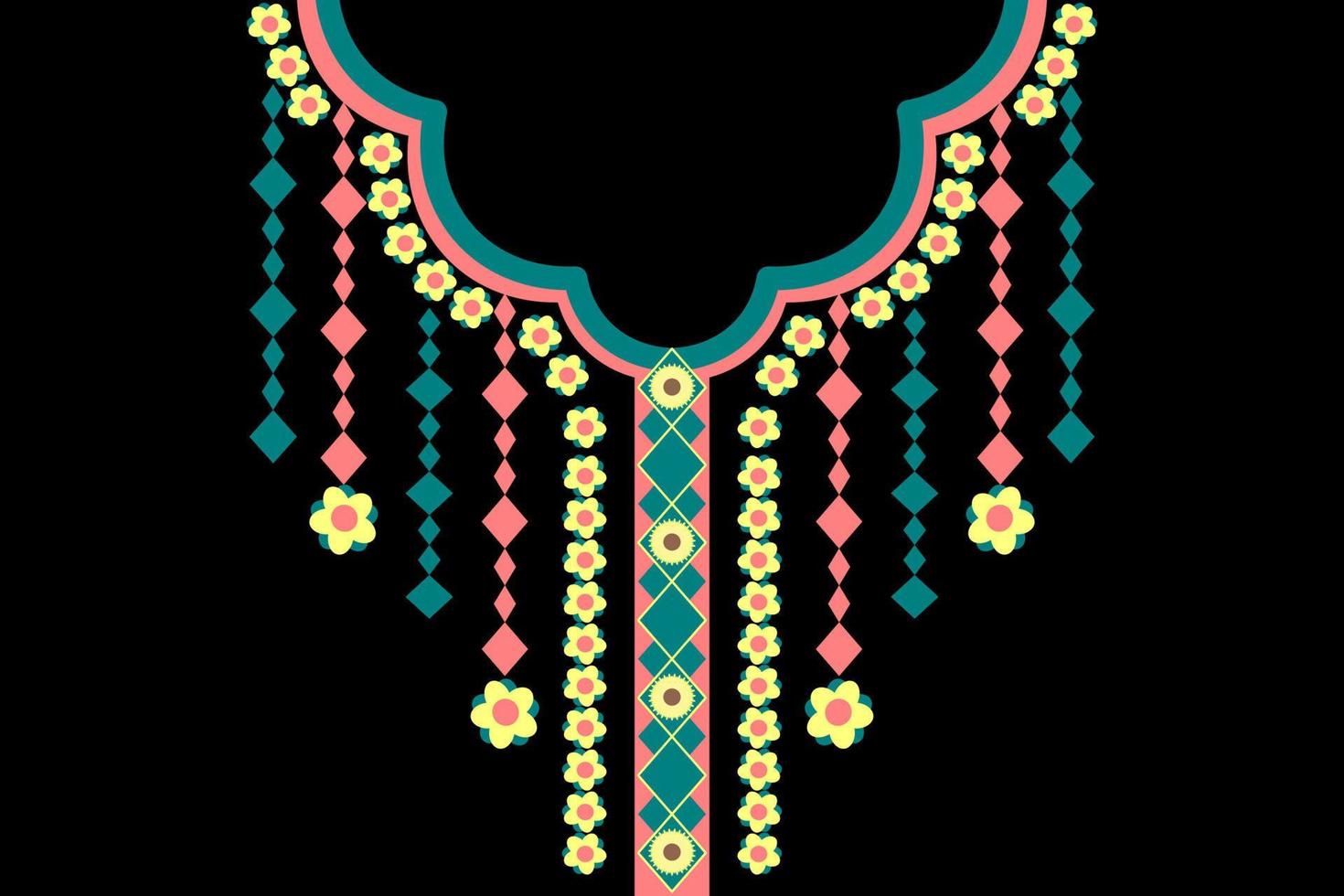 geometriska etniska halsband, urringning broderi färgglada traditionella mönster design för kvinnliga kläder, smycken, krage skjortor, t-shirt. vektor