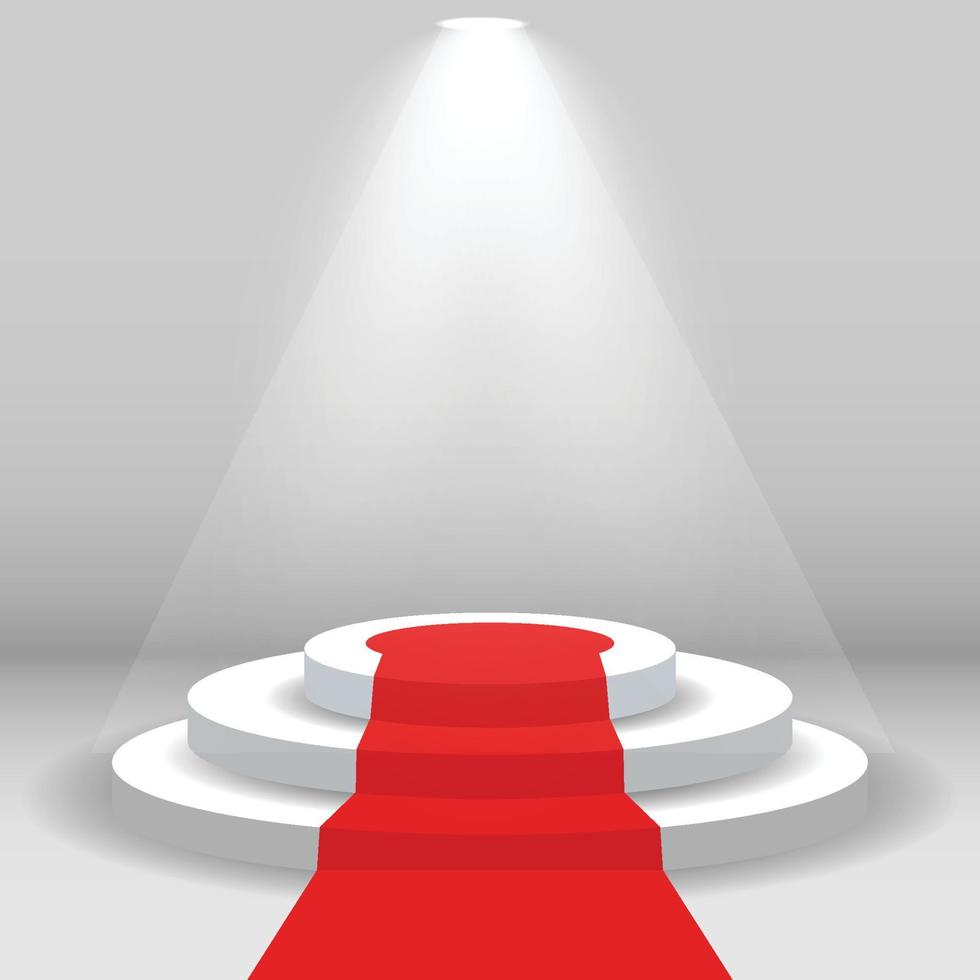 Podiumsbühne mit rotem Teppich und weißer Lampe vektor