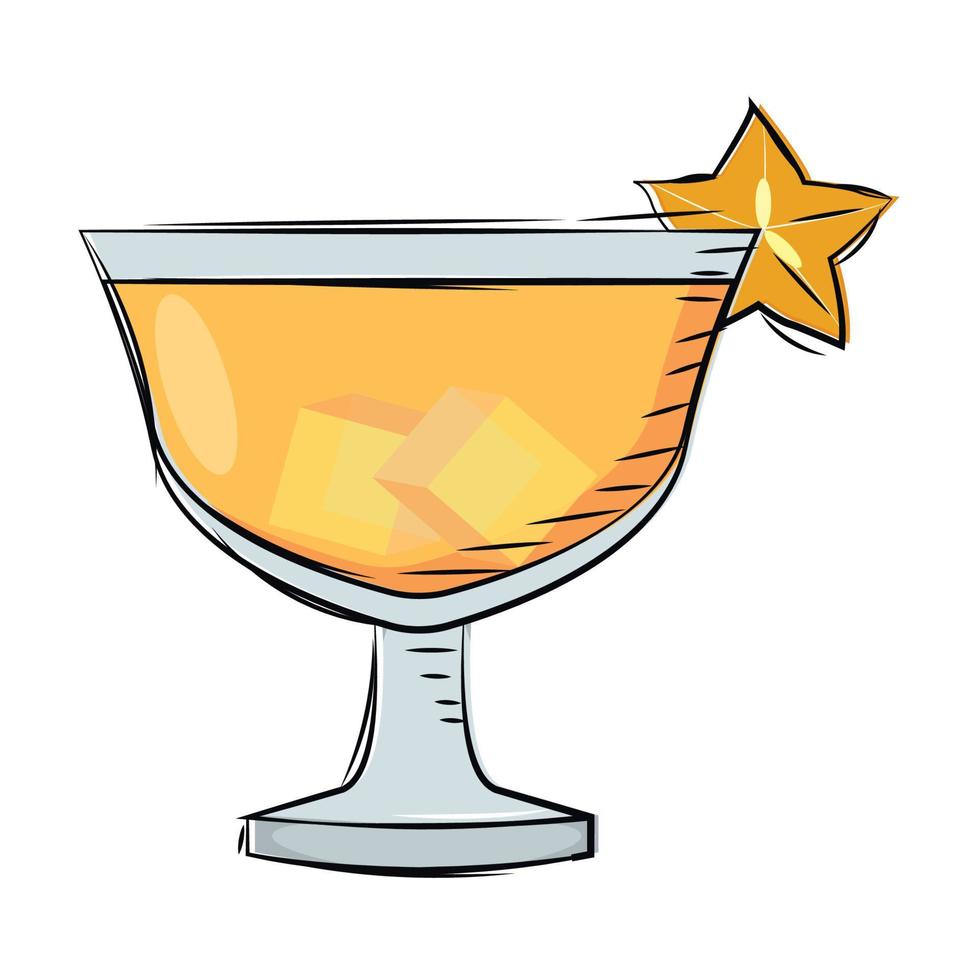 isolerade gul orange cocktail drink vektor illustration