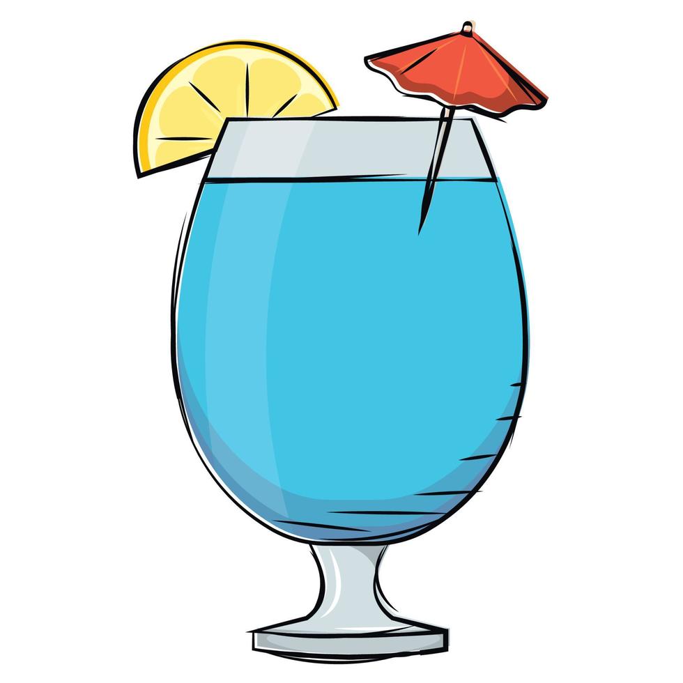 isolerade orange blå cocktail drink vektor illustration