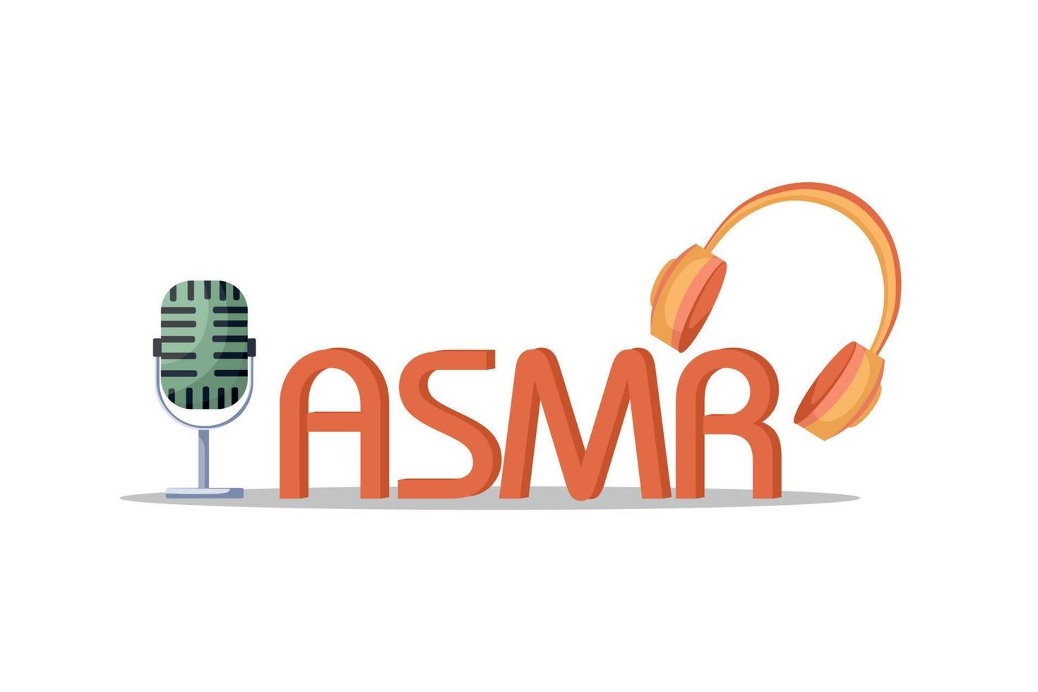 asmr-Logo für Startbildschirm. autonome sensorische meridionale Reaktion. Kopfhörer und Mikrofon als Sinnbild für Klanggenuss vektor