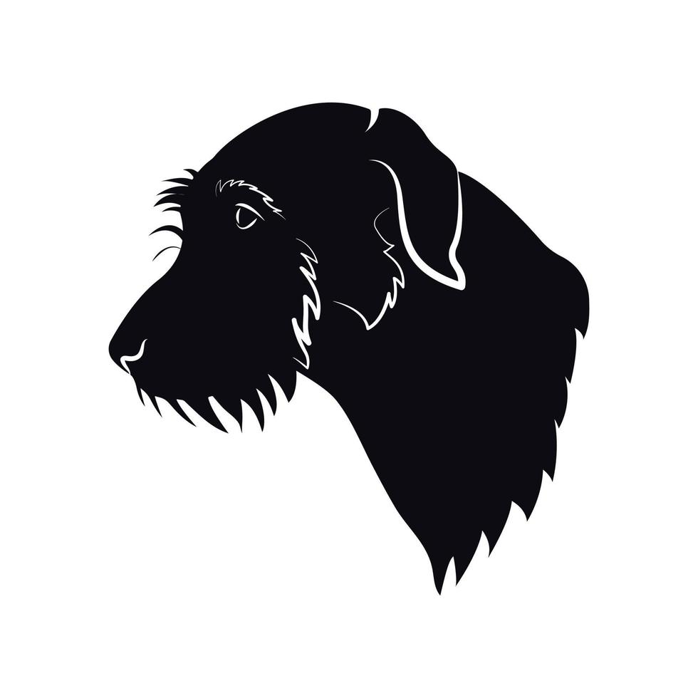 Irischer Wolfshund. schwarzes Logo mit Wolfshund auf weißem Hintergrund. Grafikdesign. Vektor-Illustration. Logotyp mit Hund. vektor