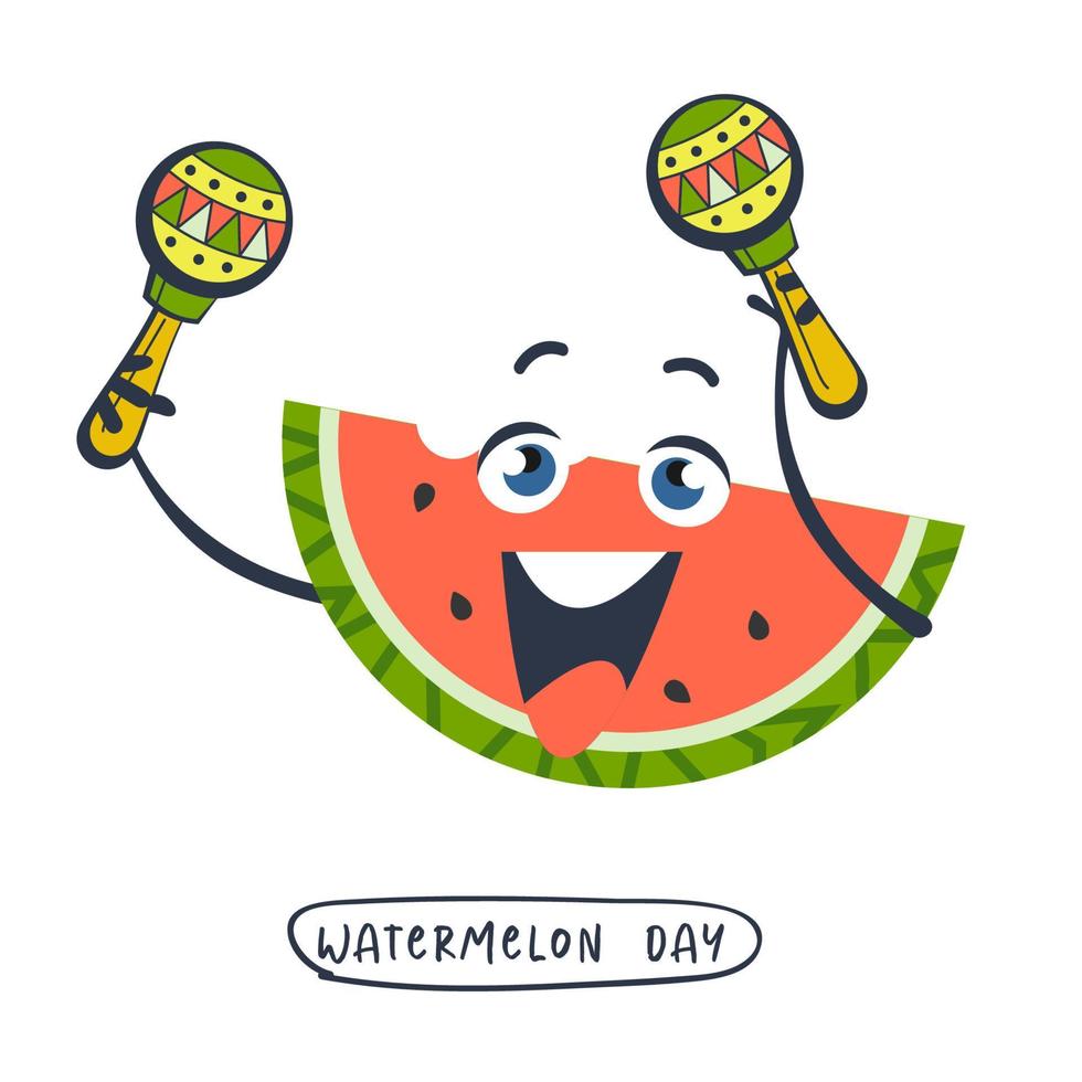 vattenmelon dag. festlig rolig vektor clipart. mall för ett vykort, affisch, inbjudan.