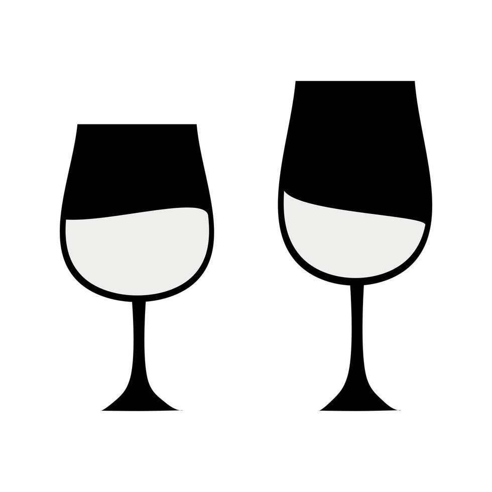 två glas ikon av vin. vektor illustration isolerad på vit bakgrund.