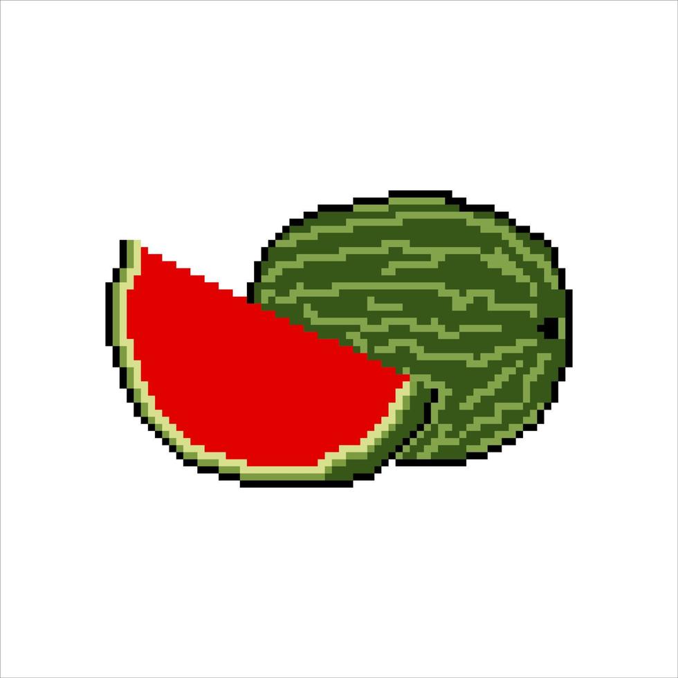 Pixelkunst mit Wassermelone. Vektor-Illustration auf weißem Hintergrund. vektor