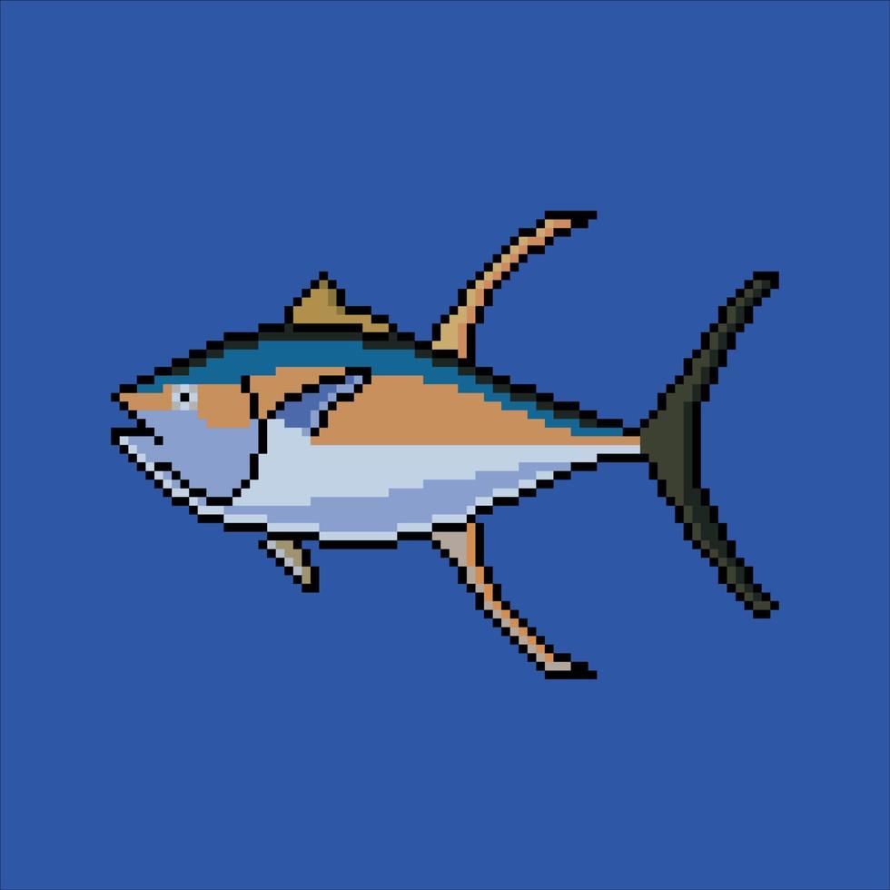 pixelkonst med tonfisk. vektor illustration.