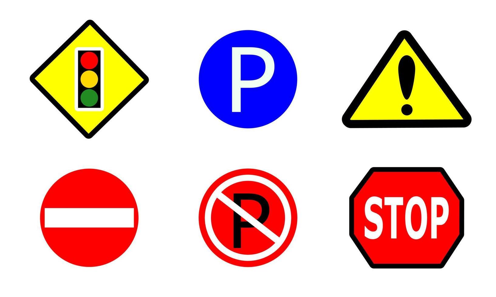 Reihe von Verkehrszeichen. isoliert auf weißem Hintergrund. Vektor-Illustration. vektor