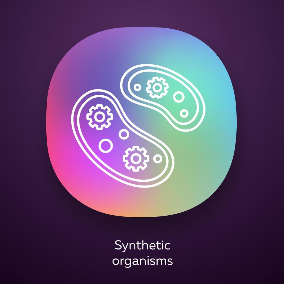 syntetiska organismer app ikon. ingenjörsbakterier. encelliga organismer. protozoer. bioteknik. bioteknik. ui ux användargränssnitt. webb- eller mobilapplikation. vektor isolerade illustration