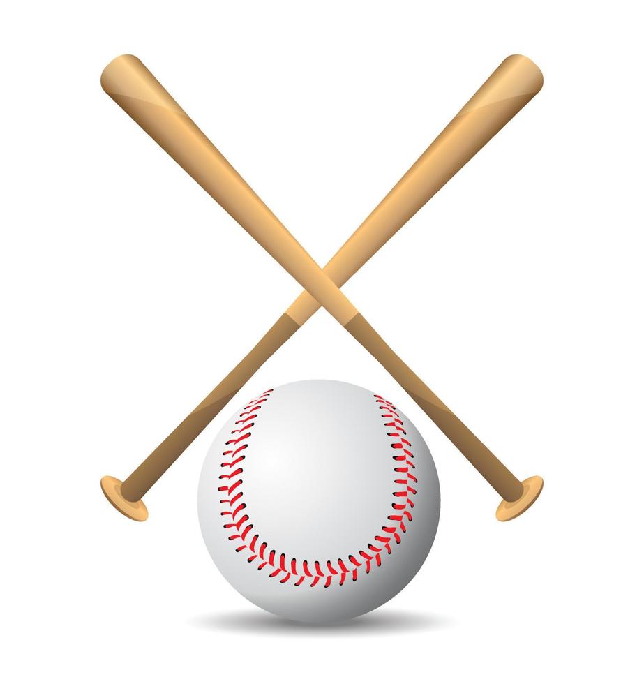 baseboll och basebollträn på en vit bakgrund, sportspel, vektorillustration. vektor