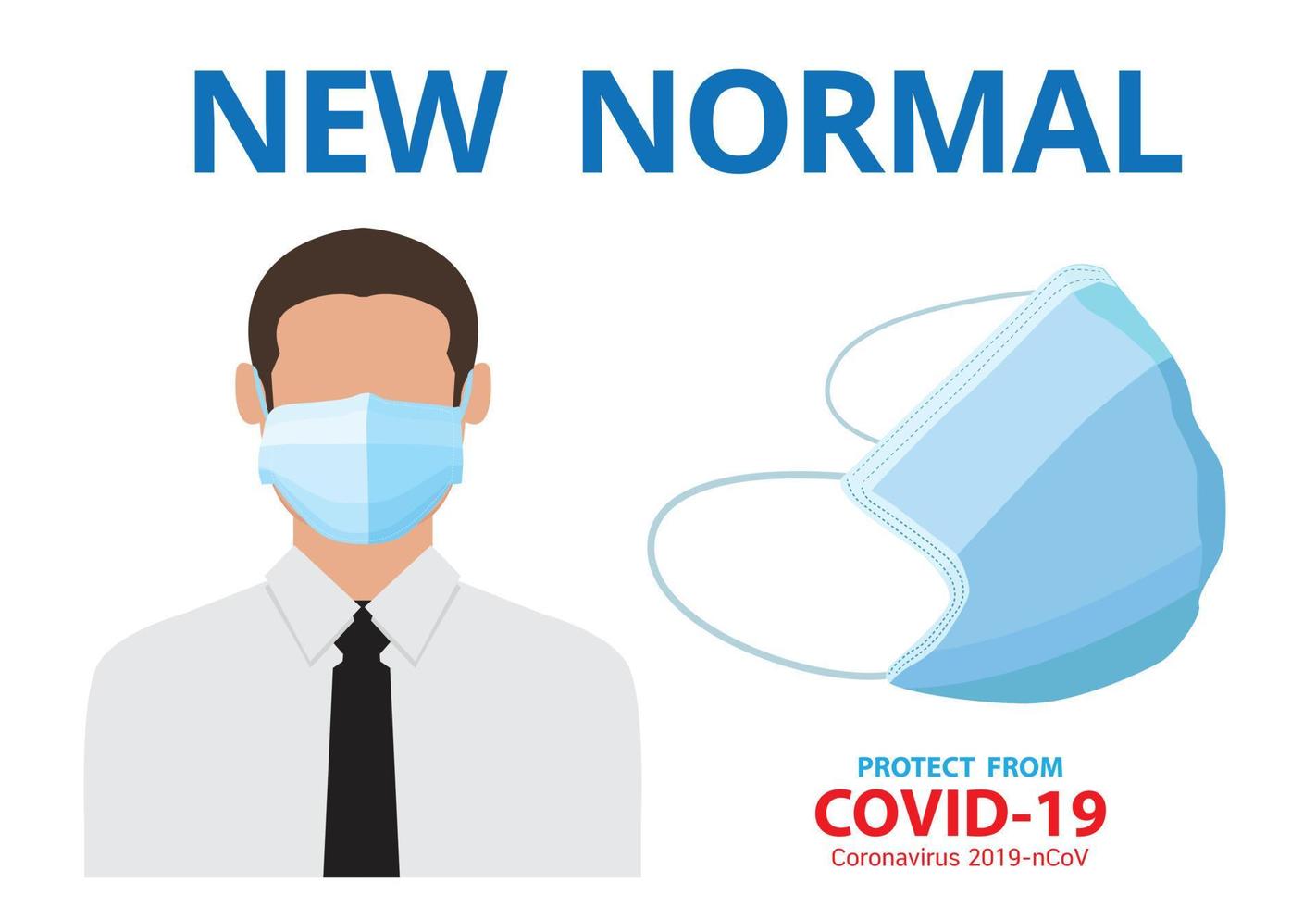 nytt normalt, sjukdom, coronavirus 2019-ncov-koncept, mask till skydd vektor