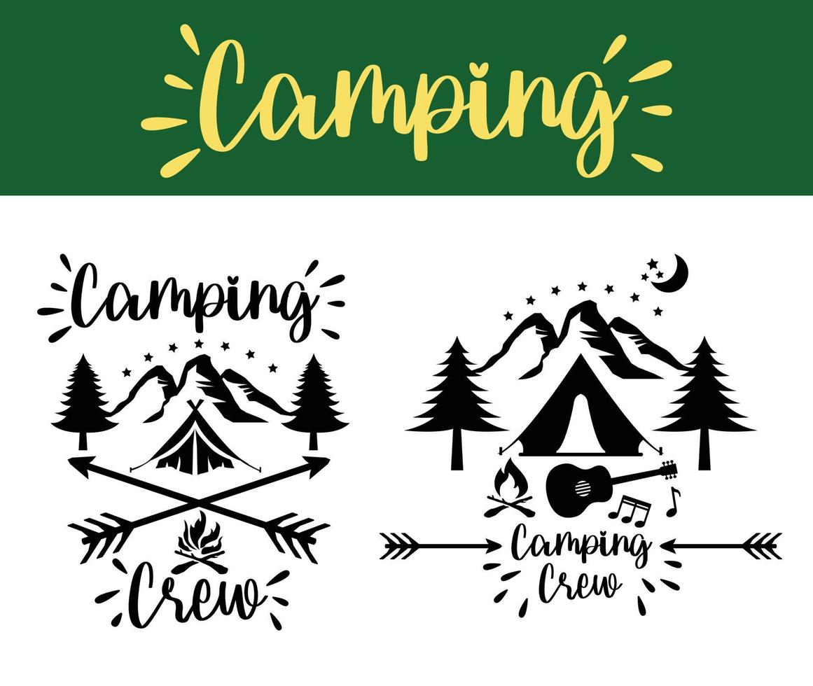 camping, sommarläger, skog eller berg och utomhus äventyr bakgrund, vektor design