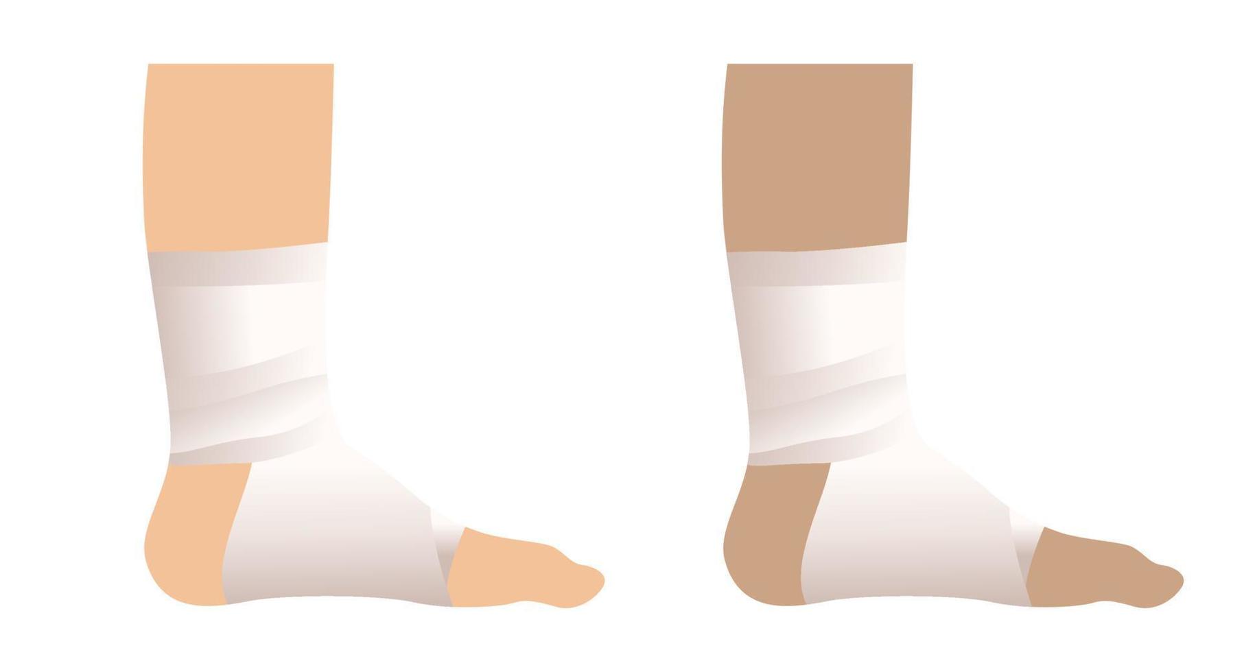 elastiskt bandage, fotmedicin och första hjälpen, hälso- och sjukvård illustration vektordesign. vektor